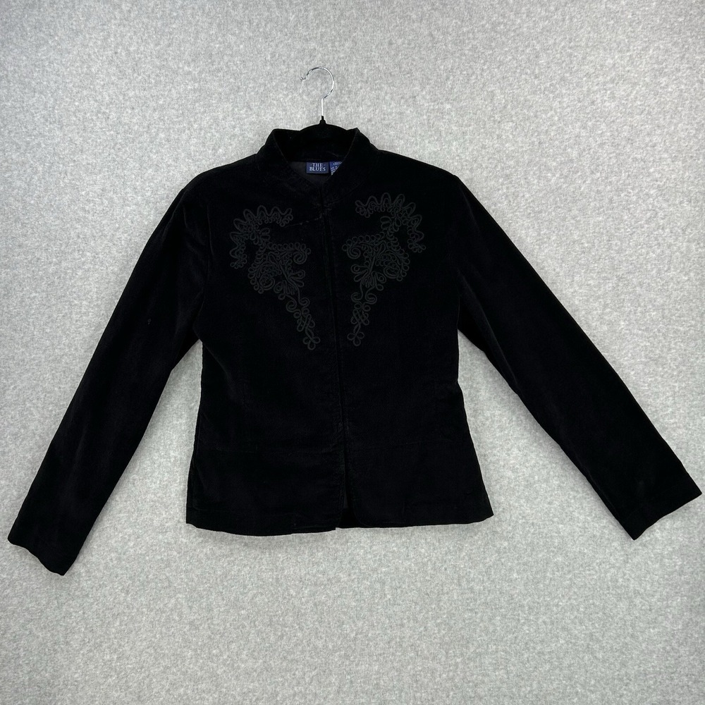 The Blues Jacket Womens M Black Velvet Velour Long Sleeve Western Goth